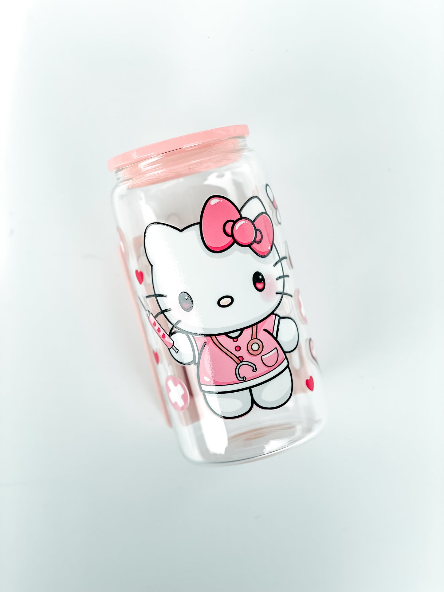 Taza de vidrio con forma de lata para enfermera H