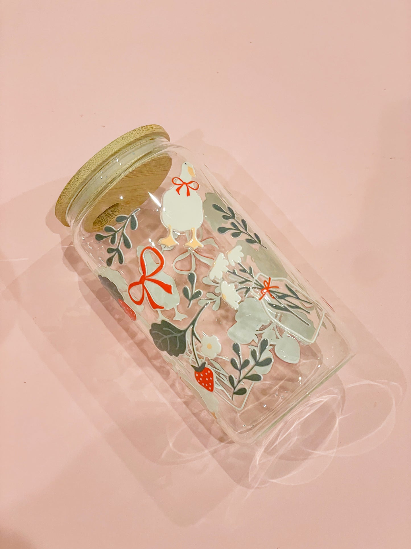 Vaso de refresco de cristal con forma de pato coquette