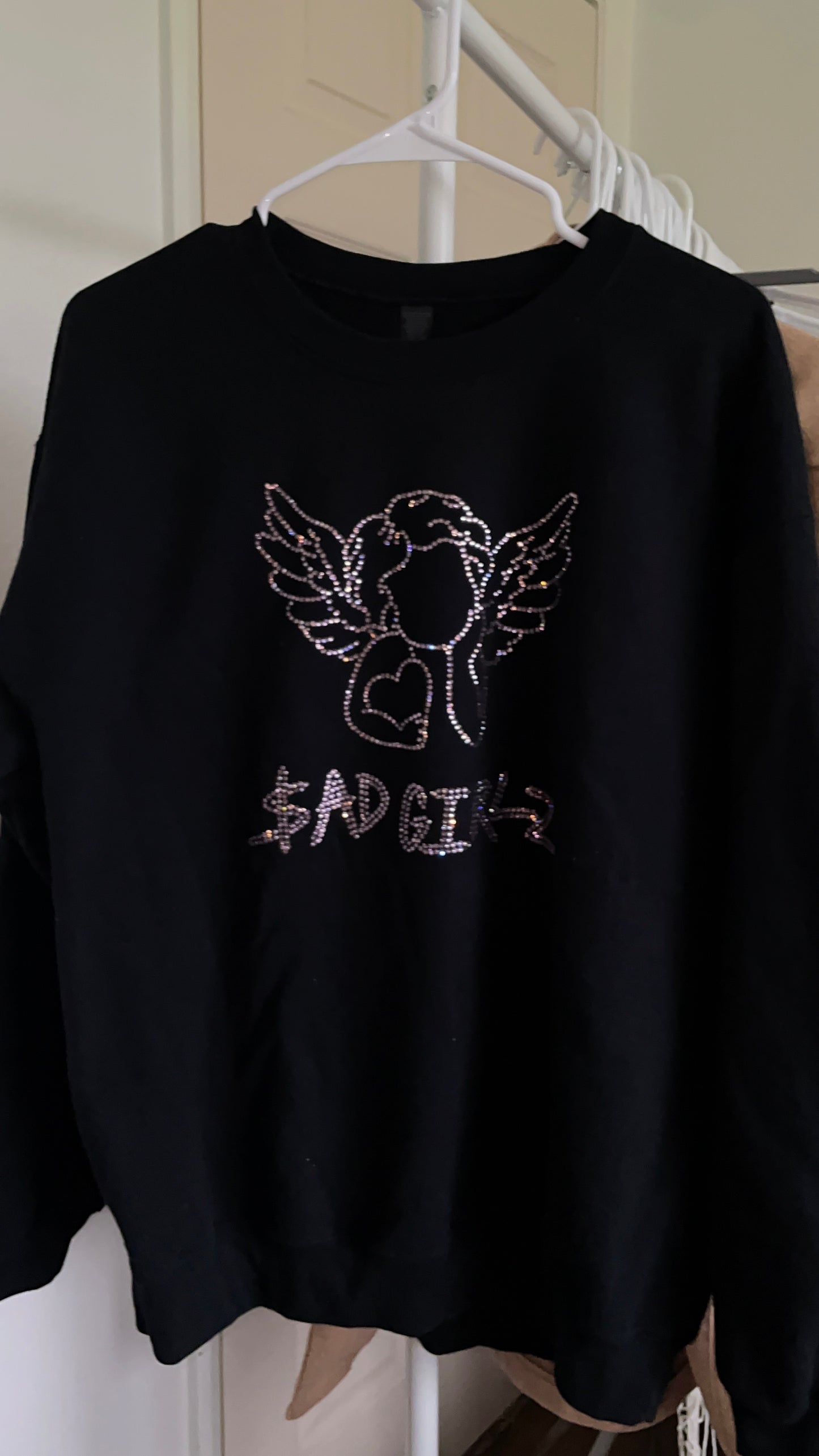SadGirlz Angel Rhinestone Crewneck