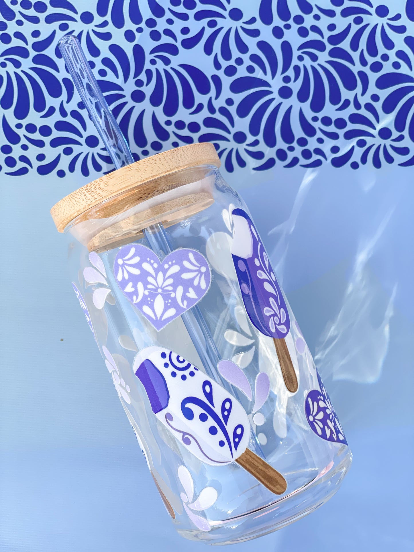 Azul Paletas Talavera Glass Cup