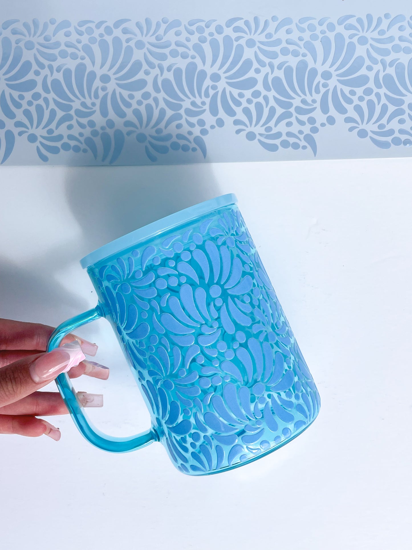 Taza de cristal de Talavera Azul