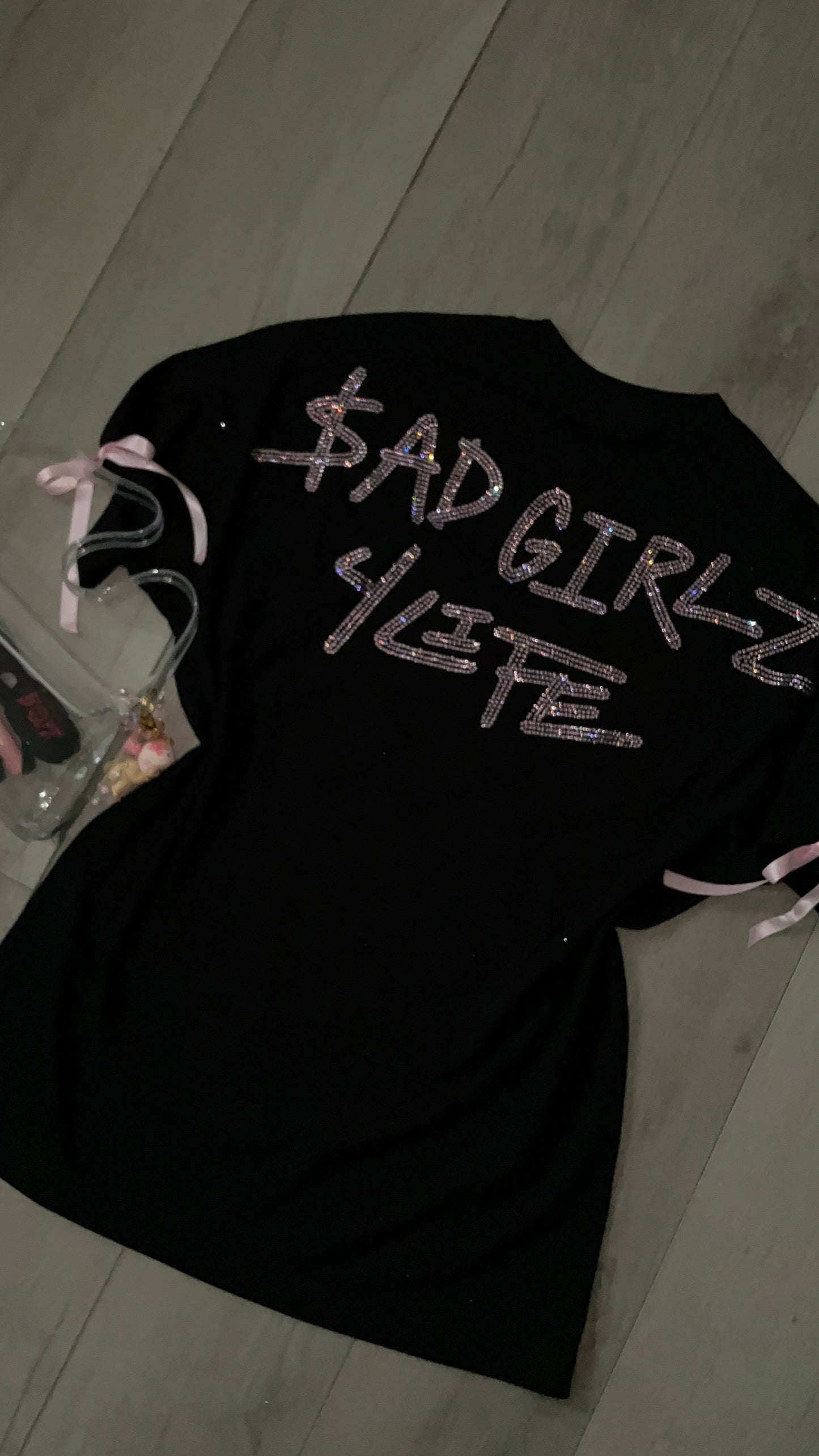 Coquette Sad Girlz Rhinestone T Shirt