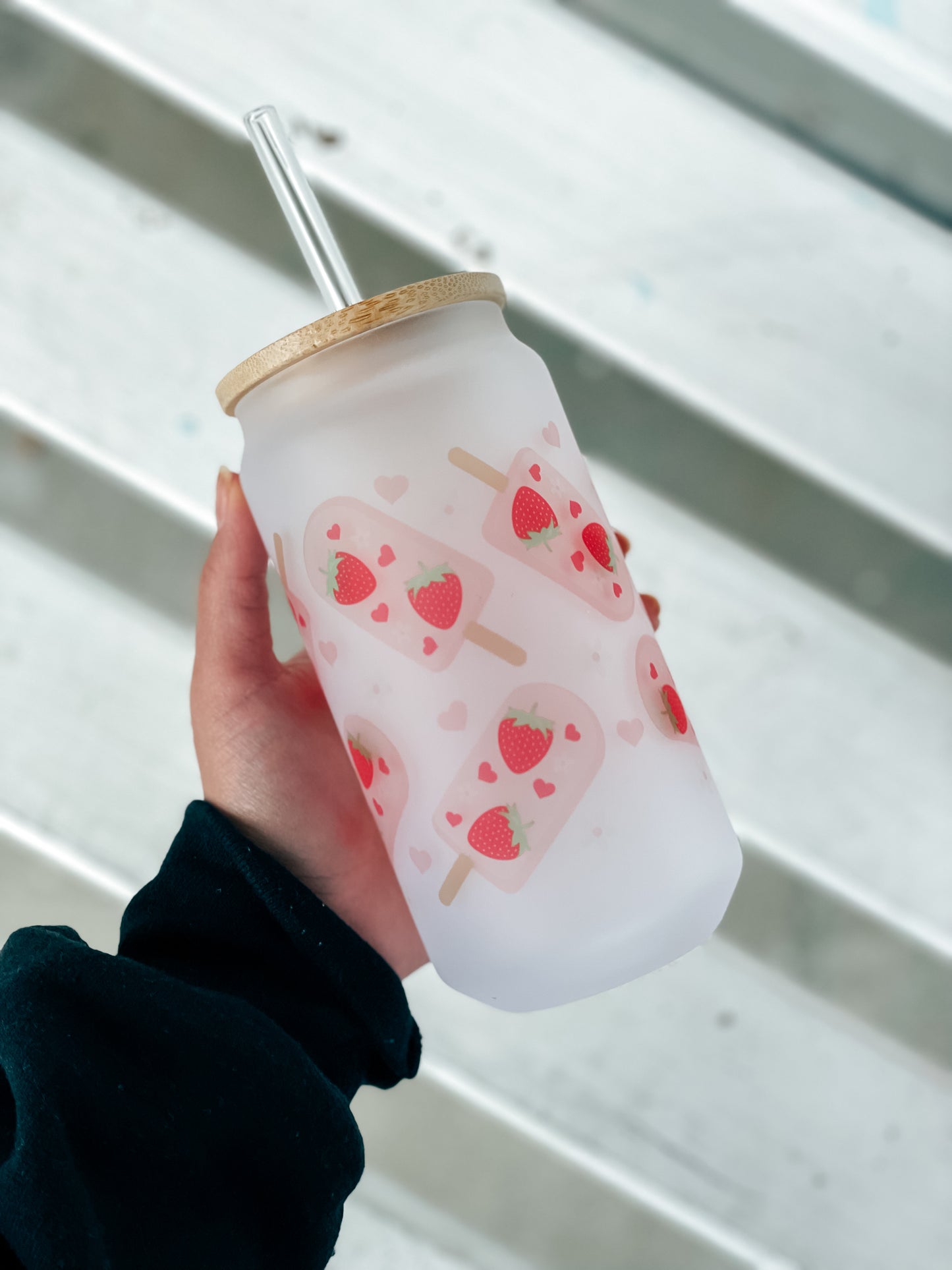 Vaso de vidrio Fresa Paleta