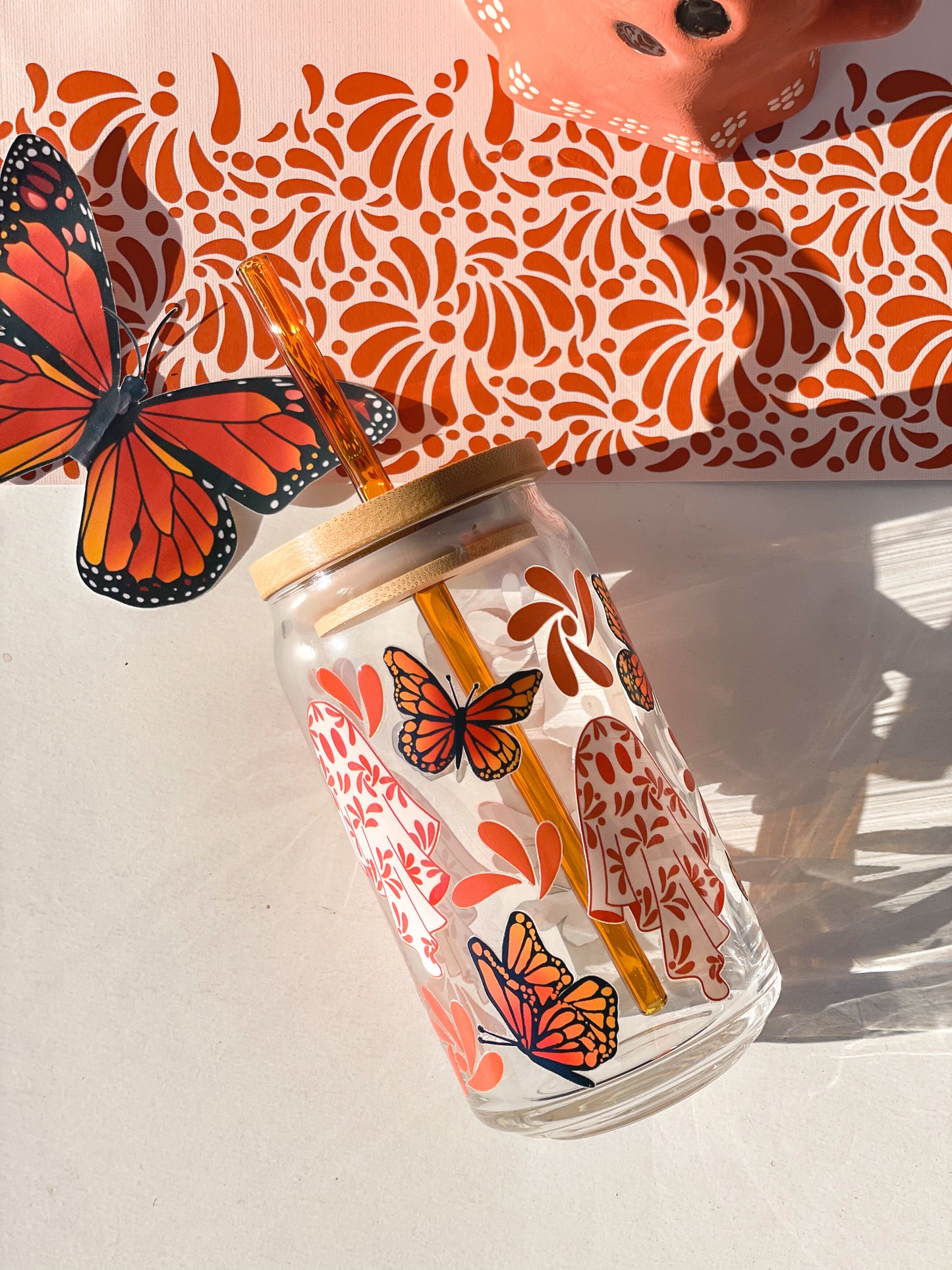 Copa de cristal Mariposa de terracota Ghostie