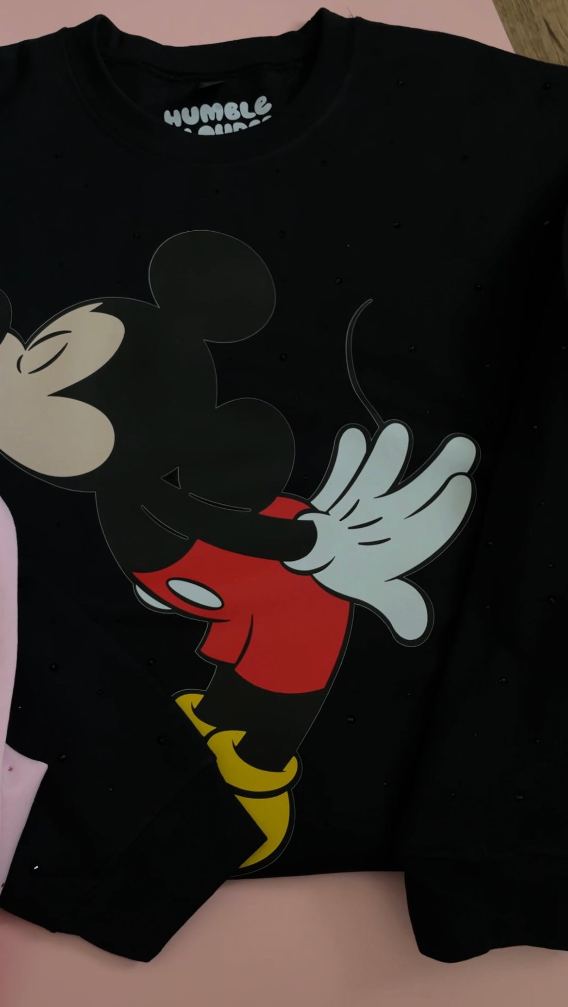Mouse Boy Black Rhinestone Crewneck