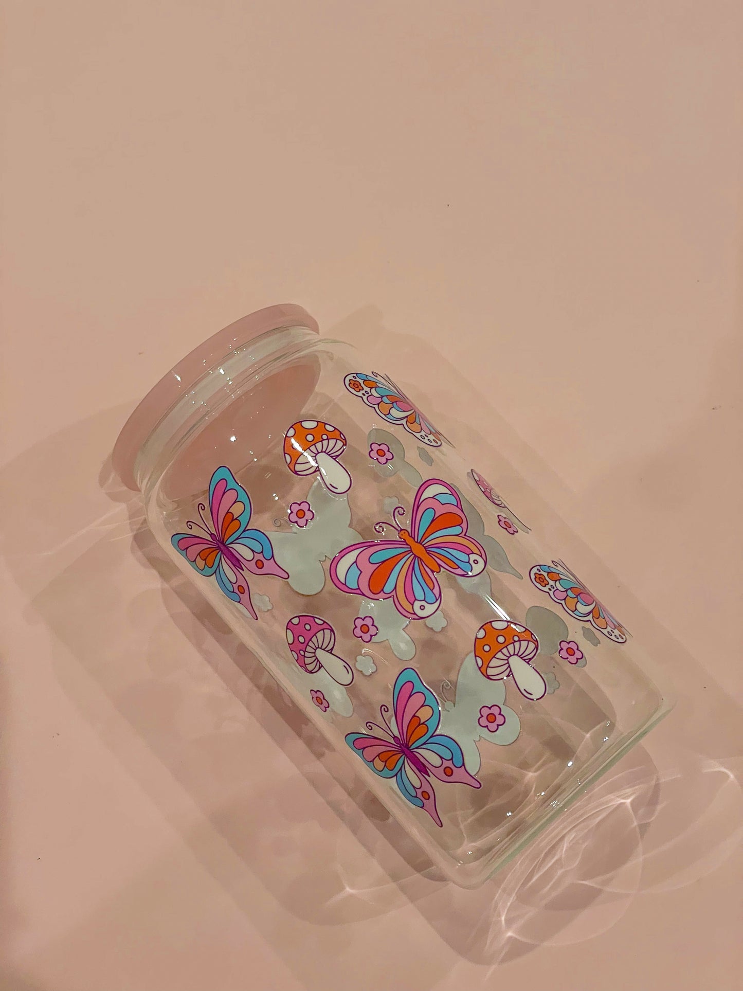 Retro Butterflies Soda Glass Cup