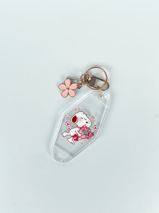 White Dog Love Keychain