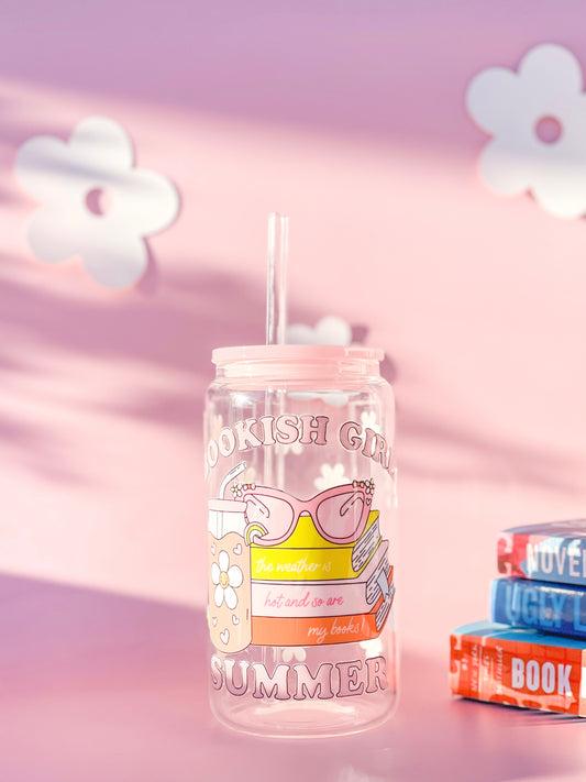 Bookish Girl Summer Glass Cup
