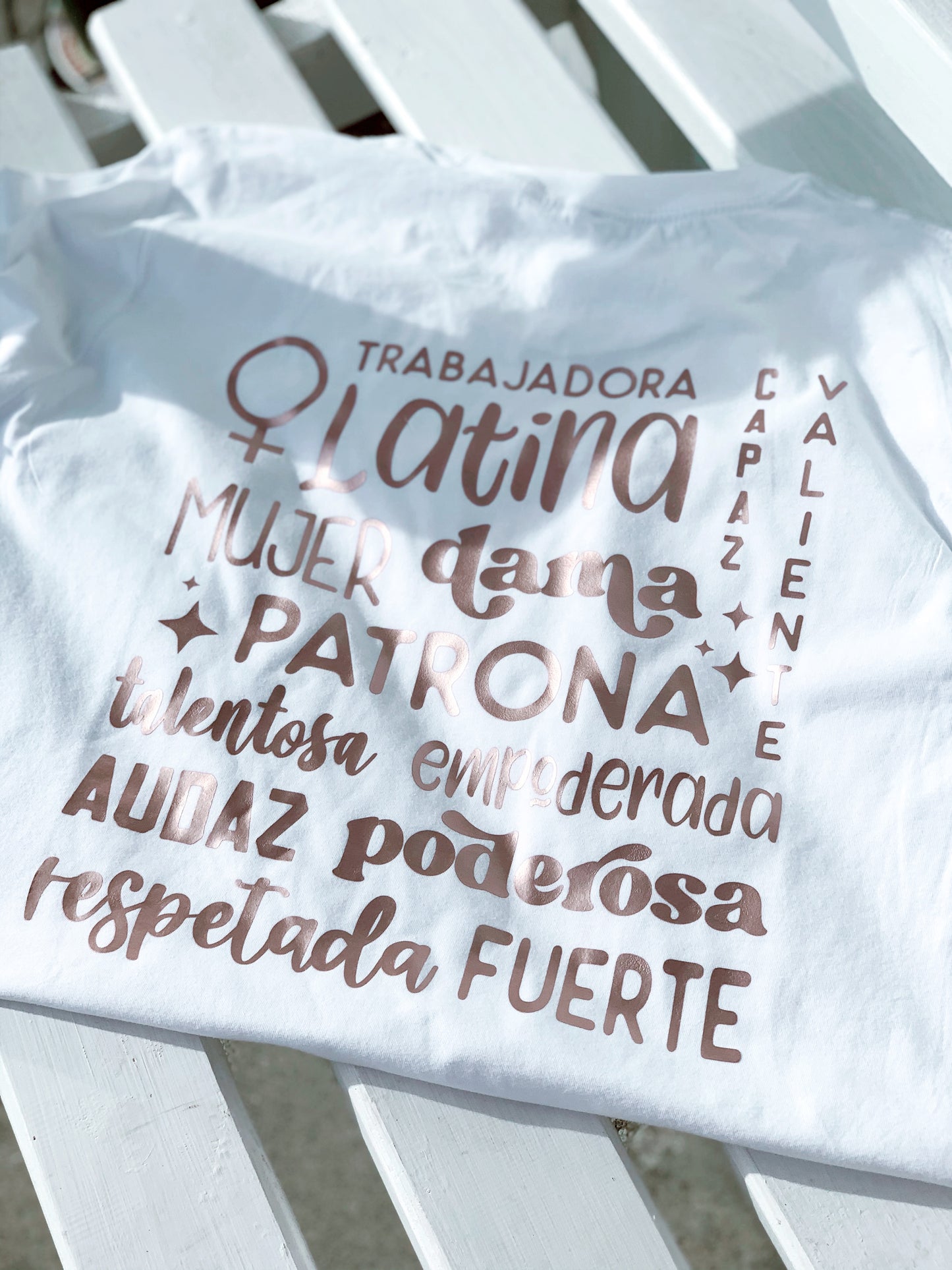 La Jefa White and Rose Gold Shirt